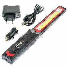 Dílenská montážní lampa LED COB 3W, nabíjecí USB, s magnetem a hákem na zavěšení - ASTA