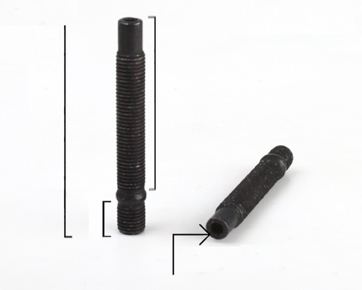 310212 Kolový svorník - šteft M12x1,5x50mm+15mm, oboustranný závit, černý