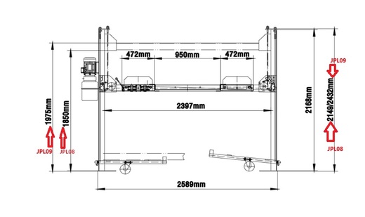 JPL09 Parkovací čtyřsloupový zvedák 4 000 kg