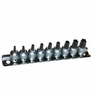 Hlavice zástrčné 1/4" TS10-TS50 (5ti hvězda) s vrtáním 9 dílů-BGS 2355
