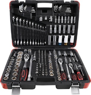 Gola sada 1/4", 3/8", 1/2", ráčny, klíče, hlavice, 176 kusů - Kraftmann 1015217