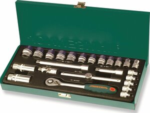 Gola sada 3/8", 6hranné hlavice, 25 kusů, 6-22 mm - JONNESWAY S04H3125S