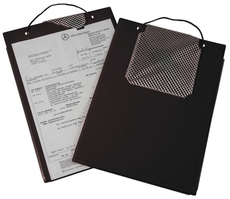 Desky na dokumenty A4, se suchým zipem, poutkem a kapsou na klíče, černé - Edge