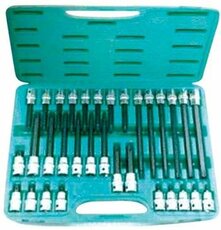 Hlavice 1/2” TORX, vel. T20-T70, krátké a prodloužené, sada 32 ks - JONNESWAY S07H4932S
