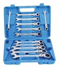 Očkoploché klíče s ráčnou a kloubem, 8 - 22 mm, sada 12 ks - SATRA