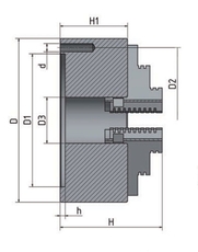 3-čelisťové sklíčidlo s centrickým upínáním O 100 mm