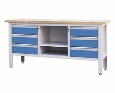Dílenský ponk Procarosa PROFI61, 1690 x 600 x 865 mm, modrá barva