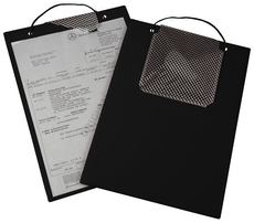 Desky na dokumenty A4, se suchým zipem, poutkem a kapsou na klíče, černé - Plus