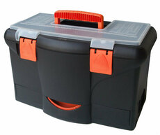 Plastový kufr na nářadí 450 x 290 x 260 mm, s přihrádkou, zásuvkou a zásobníkem