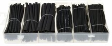 Smršťovací hadičky - bužírky, černé, délka 95 mm, sada 196 kusů