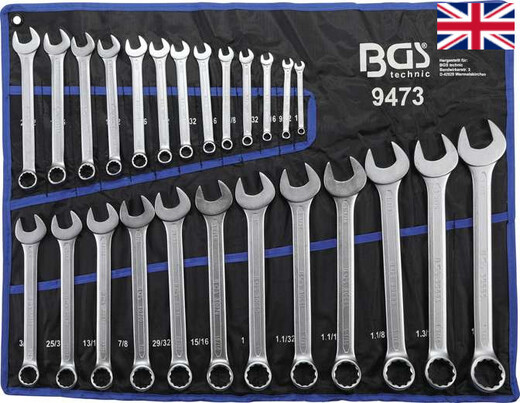 Klíče očkoploché palcové, velikosti 1/4 až 1 1/4"”, sada 25 ks - BGS 9473