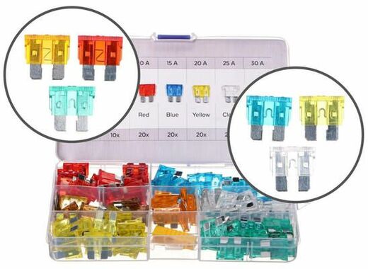 Sada nožových autopojistek, 5-30 A, 120 ks - SIXTOL