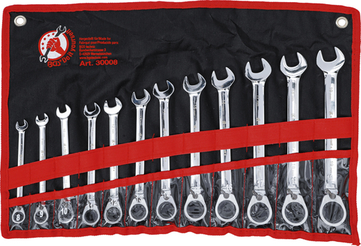 Očkoploché ráčnové klíče, přepínací, 8-19 mm - BGS 30008