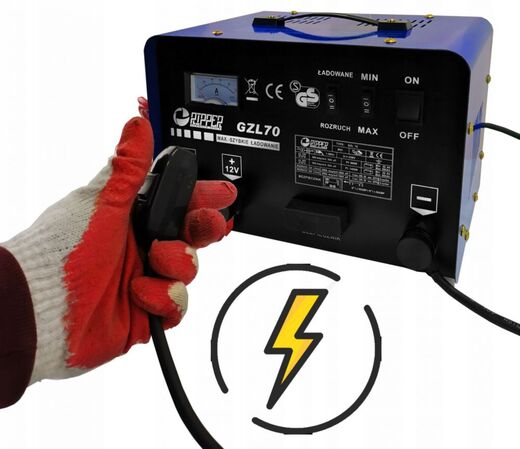 Nabíječka autobaterií 12/24V, 45-500 Ah, funkce START s dálkovým ovladačem - GZL-70