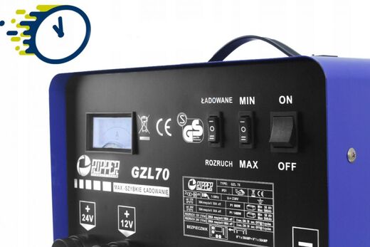 Nabíječka autobaterií 12/24V, 45-500 Ah, funkce START s dálkovým ovladačem - GZL-70