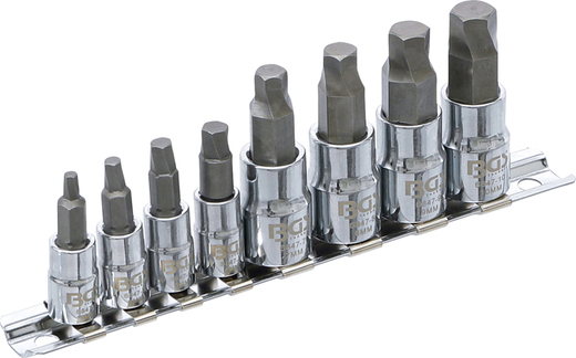 Bitové nástavce 1/4" a 3/8" na poškozené šrouby Imbus 3-10 mm, na liště - BGS 6847