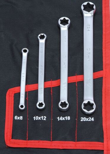 Sada klíčů - očko-otevřené, zahnuté, S klíče, TORX, na brzdové trubky, 47 ks