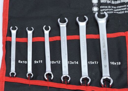Sada klíčů - očko-otevřené, zahnuté, S klíče, TORX, na brzdové trubky, 47 ks