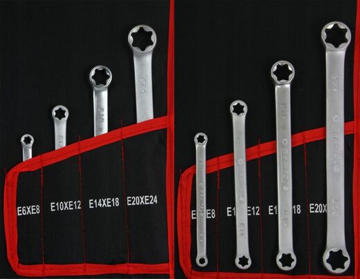 Sada klíčů - očko-otevřené, zahnuté, S klíče, TORX, na brzdové trubky, 47 ks