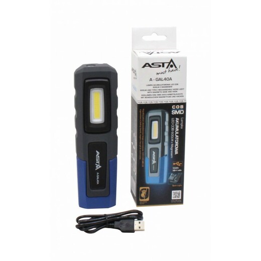 Dílenská montážní lampa, COB LED, 600 lm, nabíjecí - ASTA