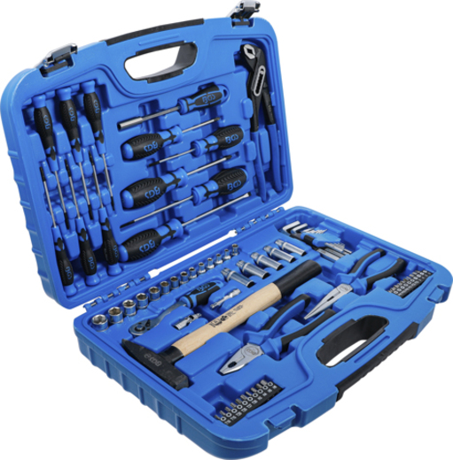 Sada nářadí: gola sada 1/4", kleště, kladivo, šroubováky, bity, 67 dílů - BGS 2217