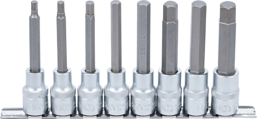 Zástrčné hlavice Imbus 1/2", H5-H13, prodloužené 100 mm, sada 8 dílů na liště - BGS 5176