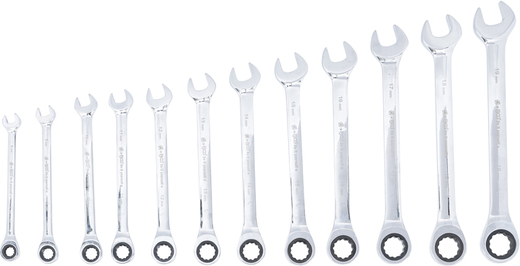 Očkoploché ráčnové klíče 8-19 mm, sada 12 dílů v obalu