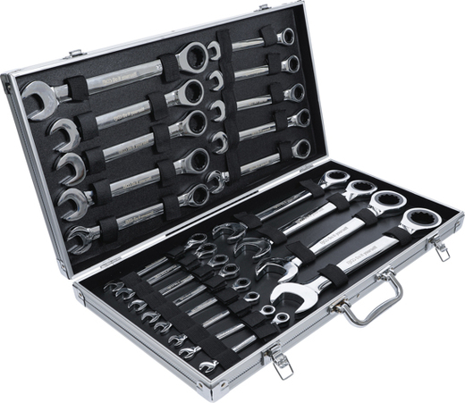 Očkoploché ráčnové klíče 6-32 mm, sada 22 dílů v kufru