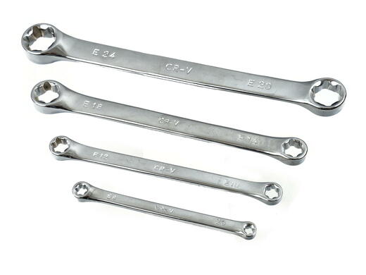 Klíče TORX, E6-E24, v textilním pouzdře, sada 4 ks