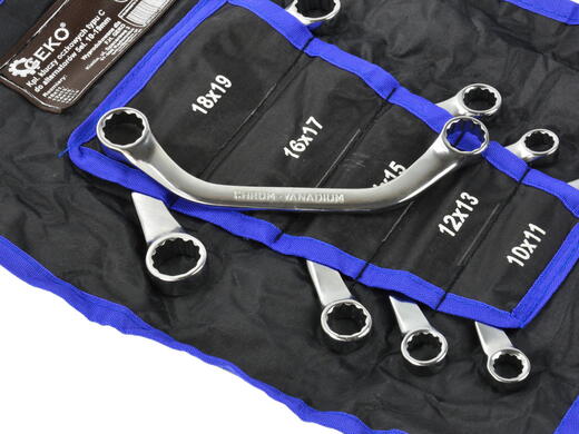 Očkový klíč, "C profil", 10-19 mm, v textilním pouzdře, 5 ks