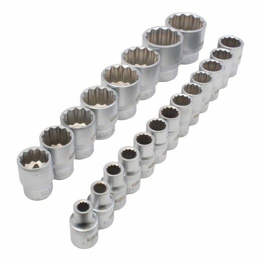 Hlavice nástrčné 1/2", dvanáctihran, 8-36 mm, 21 ks - SATRA