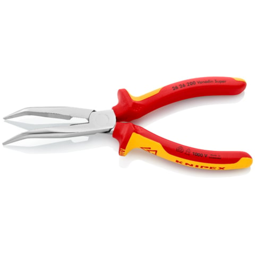 Půlkulaté kleště zahnuté, chromované, elektrikářské VDE 1000 V, 200 mm - Knipex 26 26 200