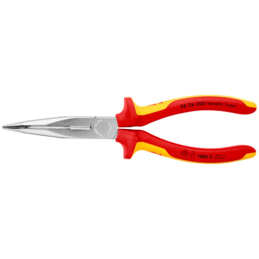 Půlkulaté kleště zahnuté, chromované, elektrikářské VDE 1000 V, 200 mm - Knipex 26 26 200
