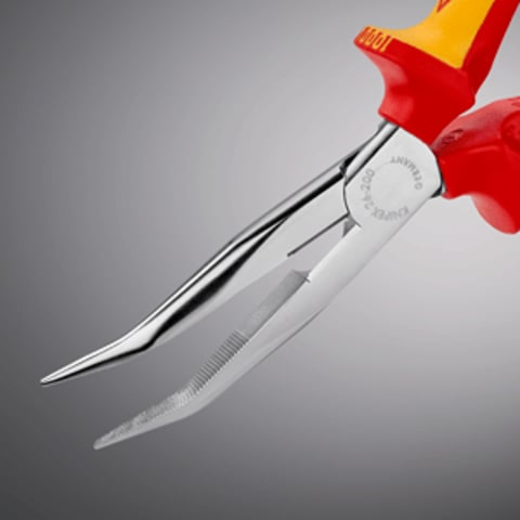Půlkulaté kleště zahnuté, chromované, elektrikářské VDE 1000 V, 200 mm - Knipex 26 26 200