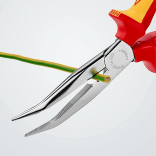 Půlkulaté kleště zahnuté, chromované, elektrikářské VDE 1000 V, 200 mm - Knipex 26 26 200
