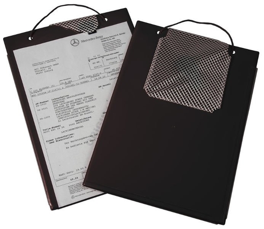 Desky na dokumenty A4, se suchým zipem, poutkem a kapsou na klíče, černé - Edge