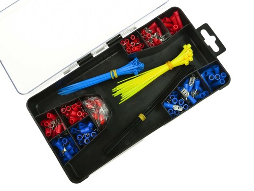Odizolovací, krimpovací kleště 0,2-6mm s konektory a páskami, sada 260 ks