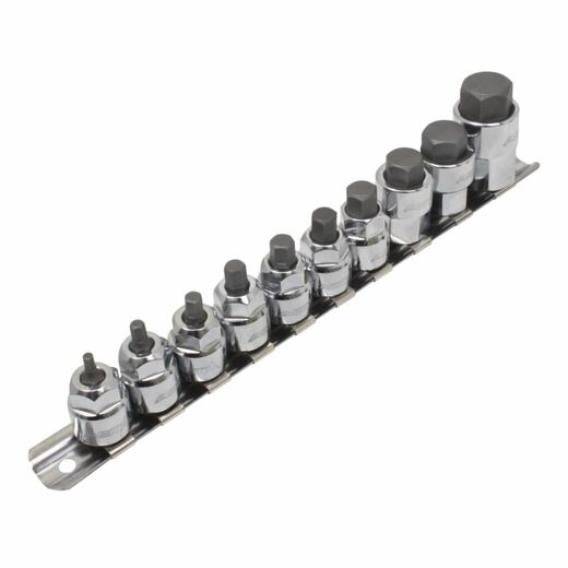 Zástrčné hlavice Imbus 3/8", 1/2", nízkoprofilové, na liště, 3-17 mm, 10 ks - ASTA