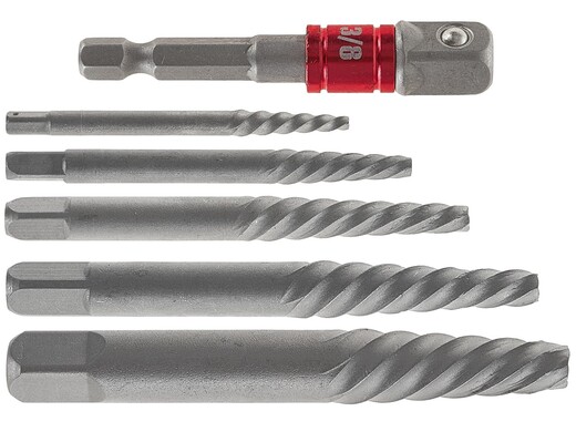 Vytahováky na poškozené šrouby, matice a čepy, se střihači matic, sada 26 ks