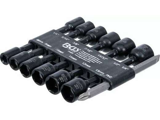 Nástrčné hlavice s magnetem, metrické 6-13 mm a palcové 1/4"-1/2" , sada 14 ks - BGS 74423