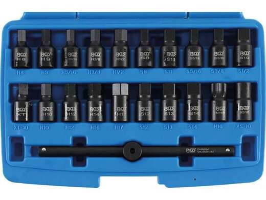 BGS Technic Hlavice BGS 1014 Zástrčné hlavice 3/8" na olejové vany (Sada 21 dílů)