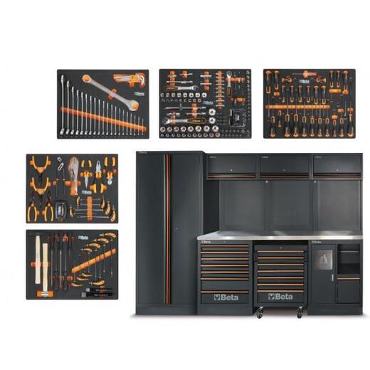 Sestava dílenského nábytku C45PRO 2X, 268 ks nářadí - Beta Tools