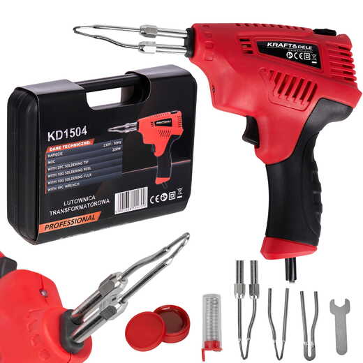 Pistole na pájení s transformátorem 200 W + kufřík KD1504