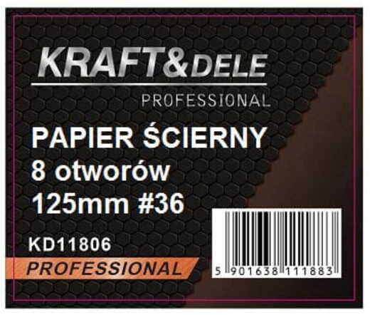 Brusný papír, 50 ks, kotouč 125 mm, zrnitost P36, na suchý zip KD11806