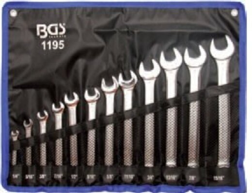 Klíče očkoploché palcové, velikosti 1/4” až 15/16”, sada 12 ks - BGS 1195