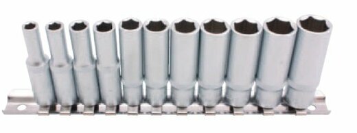 Hlavice palcové 1/4” prodloužené, velikosti 3/16 až 1/2”, sada 11 ks - BGS 2429