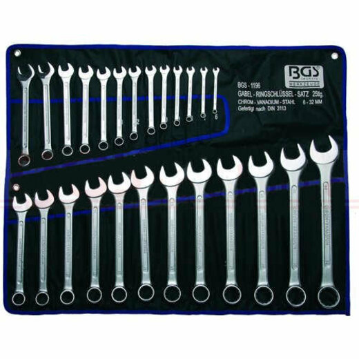 Očkoploché klíče, velikosti 6-32 mm, sada 25 ks v obalu - BGS 1196