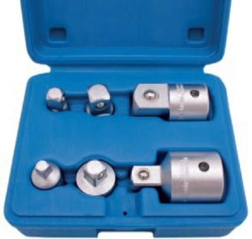 Redukce čtyřhrany 1/4”, 3/8”, 1/2”, 3/4”, různé adaptéry, sada 6 ks - BGS 199