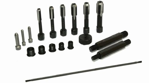 Sada na opravu závitů žhavicích svíček  M8x1, M10x1, M10x1.25, M12x1.25, 33 kusů - QS14140