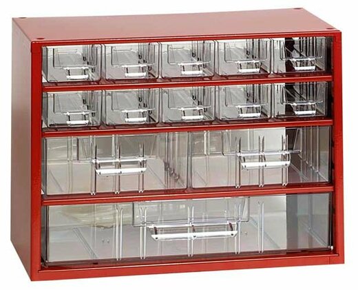 Box na nářadí MINI - 10xA, 2xB, 1xC, červená barva - MARS 6761C